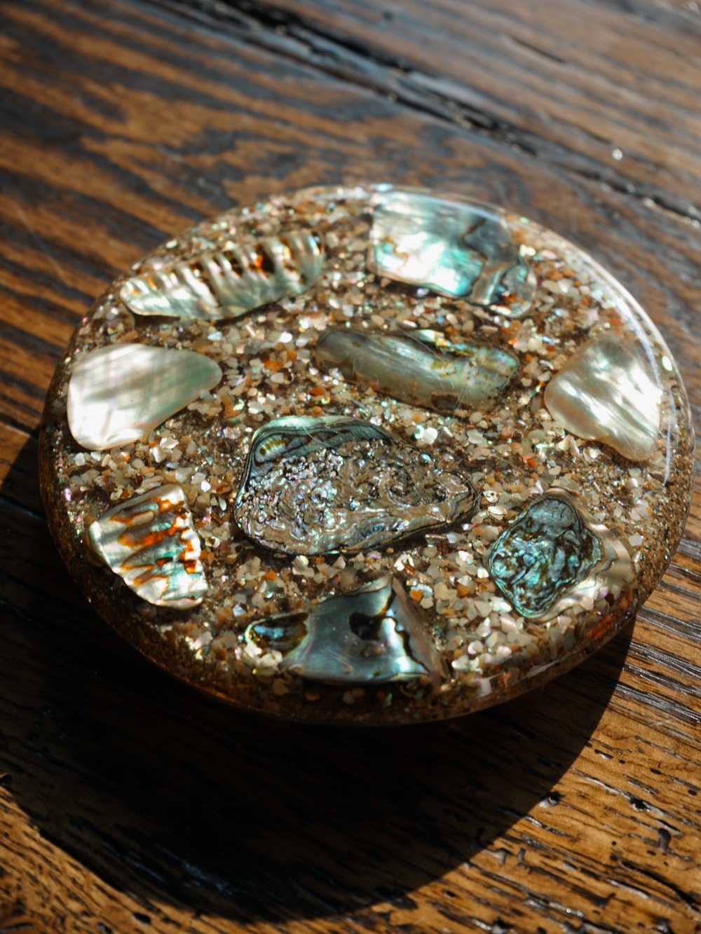 Vintage 100% Abalone Shell & Lucite Trivet